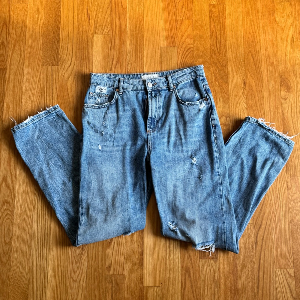 Free People Ripped Baggy jeans wide leg size 30